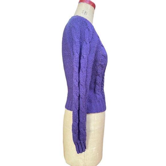 Vintage Marisa Christina Crewneck Pullover Cable Knit Sweater Purple Small - Picture 5 of 6